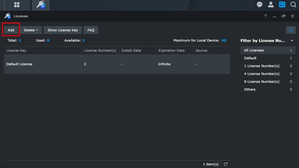 Synology surveillance station license sales serial