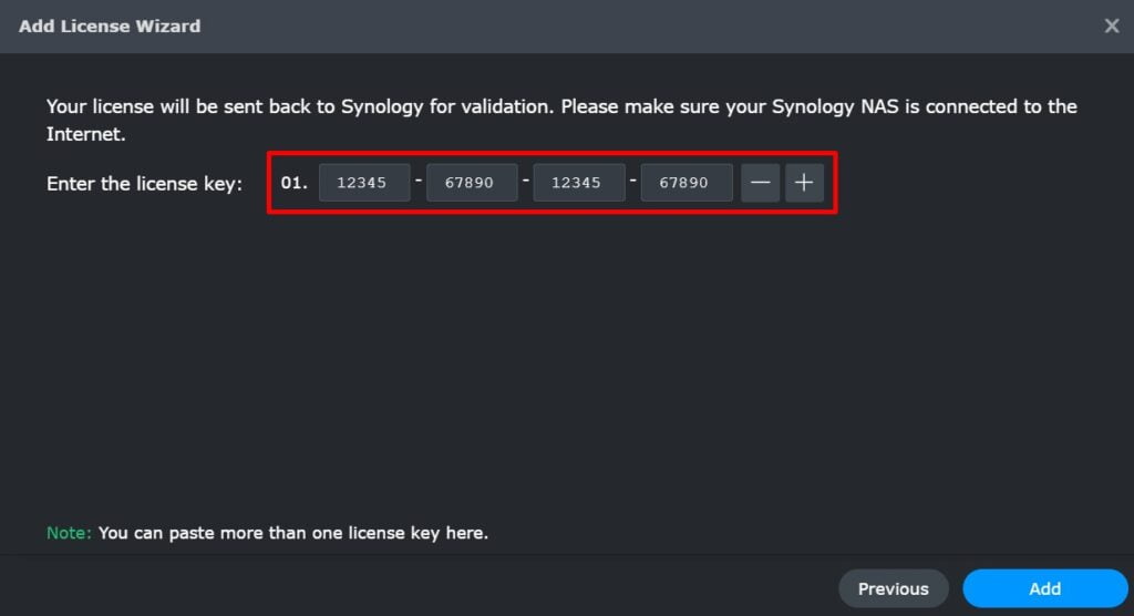 Synology best sale nvr license